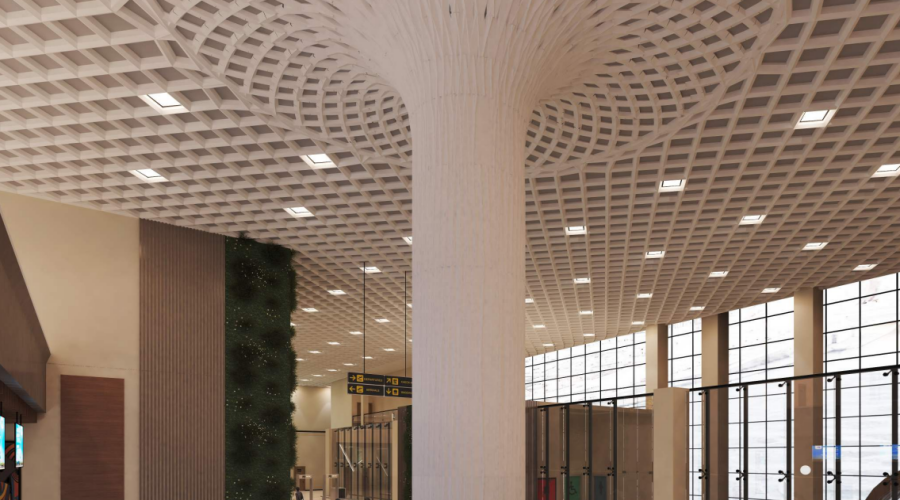 出口剛果金機(jī)場GRG鏤空吊頂GRG柱子工程