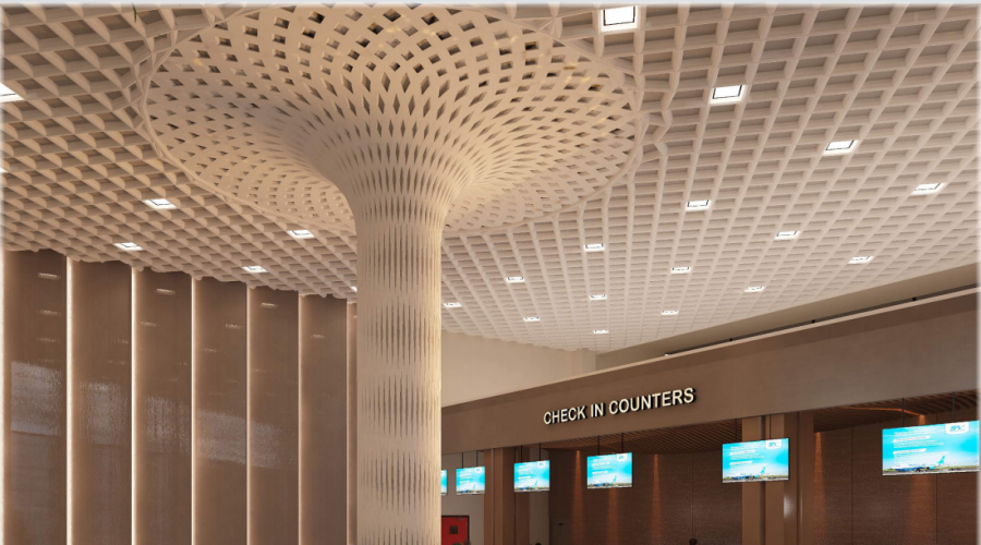 出口剛果金機(jī)場GRG鏤空吊頂GRG柱子工程